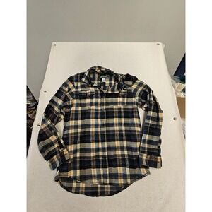 Arcticwear Arctic Cat Men Large Blue Plaid Flannel Button Down Shirt 100% Cotton